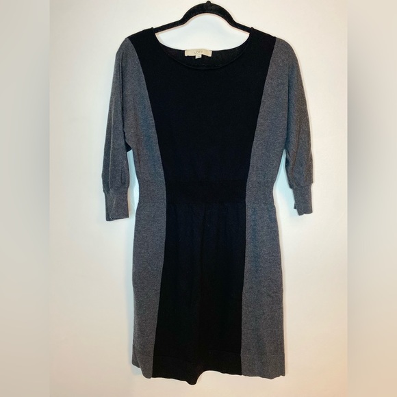 Ann Taylor Loft Black Gray Sweater Dress Sz Small - Picture 4 of 7